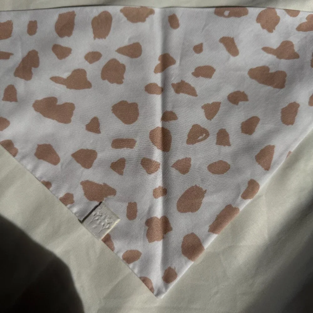 NWT Blush & Fluff Strawberry Cow Print Dog Bandana, White and Pink, Size M